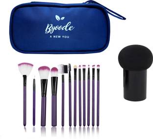 smasher 12pcs Makeup Eyeshadow Brush Foundation Lips Eyebrows Face Cosmetic Brush Makeup Brushes Tool with Case Holder Kit 1 Mushroom Beauty Blender Black Color (Black)