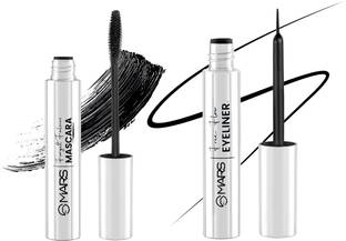 MARS Long Lasting Smudge Proof Mascara With Flow Eyeliner Pack of 2