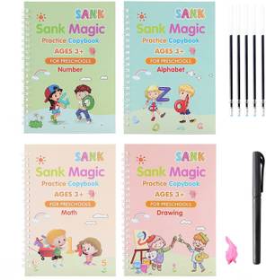 MODERNEHUB Magic Practice Copybook for Kids Calligraphy Workbook Reusable Handwriting Book