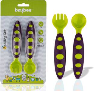 baybee Ultra Soft Baby Spoon Set for Baby Feeding, Baby Feeding Spoon & Fork Set  - BPA free silicone