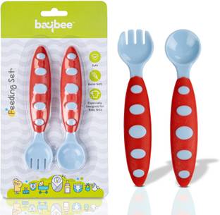 baybee Ultra Soft Baby Spoon Set for Baby Feeding, Baby Feeding Spoon & Fork Set  - BPA free silicone