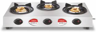 Vidiem GS S3 195 A Vector Plus 3 Burner Stainless Steel Gas Stove, Silver, Manual Stainless Steel Manual Gas Stove