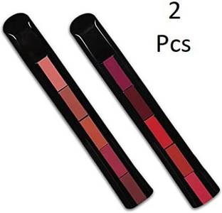 THE NYN Fab Beauty 5 in 1 Sensational Enrich Matte Lipstick, The Red & Nude Pack of 2