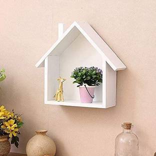 THE PINEWOOD ENTERPRISES Hut Shape Display Shelf,Floating Wall Hanging Shelf Stand Wooden, MDF (Medium Density Fiber) Wall Shelf