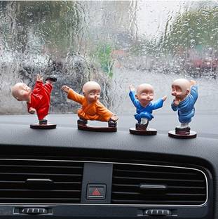 Shree Jee MONK BUDDHA FIGHTER (MULTICOLOUR) SHOWPIECE 4PCS 7CM Decorative Showpiece  -  6 cm