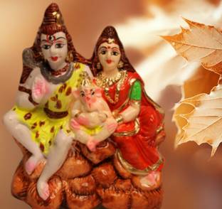 BERRYCRAVE Lord Shiva Parivar Mahadeva Family Bholenath Idol Clay Terracota Murti Pooja Decorative Showpiece  -  10.5 cm