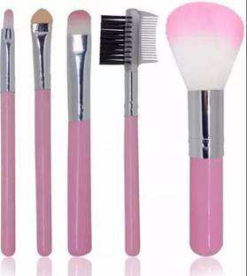 Coverbrown Mini Pink Eyeshadow Foundation Eyebrow Lip Makeup Brush Pack (Pack of 5)