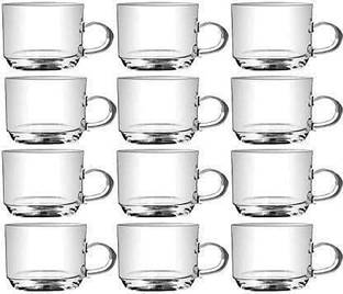 TINSUHG Pack of 12 Glass Glass Crystal Clear Roma Glass Tea Coffee Cup Set