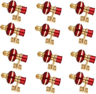 GHAR DWAR Red Curtain Hooks, Curtain Knobs, Rod Rail Bracket Metal