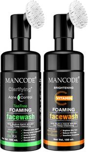 MANCODE Acne Control & Vitamin C Foaming  (with Built-in Brush),150ml PACK OF 2 Face Wash