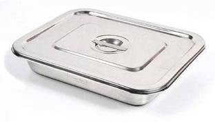 Medipulse Medical Instrument Tray 11x7 inch with Lid Stainless Steel Reusable Medical Tray