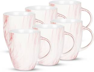 TREO Marble, 240 ml, Set of 6, Red Ceramic Coffee Mug