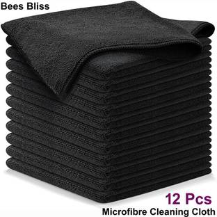 SOMUDEE Microfiber Cleaning Cloth towel for Mirror Shine automobile kitchen window Home Black Cloth Napkins