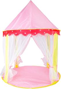 BabyGo Princess Playhouse Castle Pop-up Tent House for Kids, (Net Pink)