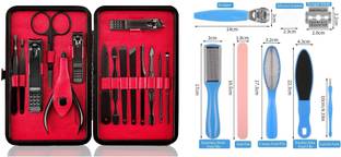 Rsentera 15 in 1 Stainless Steel Manicure & Pedicure Kit For Hand & Feet Care (Set of 2 )
