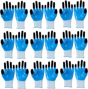 RBGIIT Multipurpose Heavy-Duty Reusable Washable Coated Work Safety Hand Glove - 10 Nylon, Nitrile  Safety Gloves