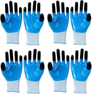 RBGIIT Multipurpose Heavy-Duty Reusable Washable Coated Work Safety Hand Glove - 4 Nylon, Nitrile  Safety Gloves