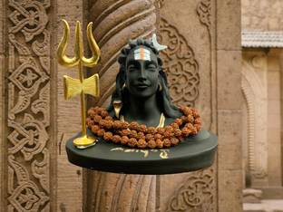 Gyansagar PREMIUM FINISH SHIV STATUE WITH TRISHUL AND MALA Decorative Showpiece  -  12 cm