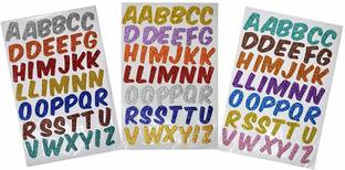 DSR 3 Sheet Glitter Foam Alphabet Stickers in A4 Size Sheets(Multicolour)