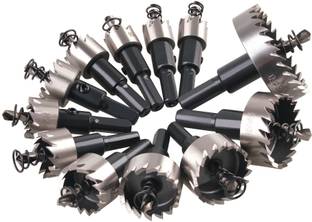 uptodateprouducts 12PCS HSS Drill Bit 12-55mm Hole Saw Set Carbide Tipped Wood Core Drill Bit Hole Saw Cutter Kit Hand Tool