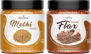 Relishta Healthy Methi & Flax Seeds for Weight Management | Omega-3, Proteins & Fibers Mixed Seeds, Brown Flax Seeds