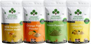 Organic Backyard 100% Natural Wild Turmeric,Orange Peel, Neem & Lemon Peel Powder Combo Face Pack