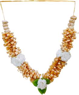 Ayodhya Bhakti White Sandalwood photo frame mala / Chandan Mala for photo frame Wood Choker Wooden Garland