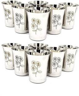LIMETRO STEEL (Pack of 12) Stainless Serving,Unbreakable Drinking Glass Set Water/Juice Glass