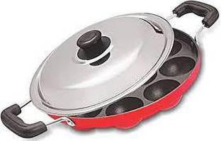 FASTAGE 12Cavities Non Stick Appam Patra/Idli maker/tawa/uttapam/kadhai with Lid Standard Idli Maker
