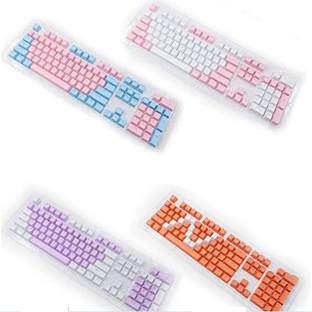 Etzin Double Color 104 keys abs Double Shot keycaps (White Pink Electro) Wired USB Laptop-size Gaming Keyboard Compatible with Desktop, Laptop, Mac