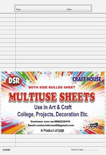 Eclet Both Side Ruled Sheet for Project/Assignment/Practical/Homework Ruled White Project Sheets Practical Sheet (200 Sheets) A4 480210 gsm A4 paper