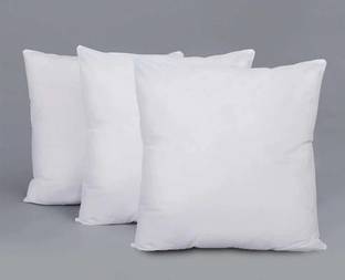 kioni Micro Fiber Cushion Pillow Filler Inserts for Sofa, 16 x 16 Inch, White Microfibre Solid Cushion Pack of 3