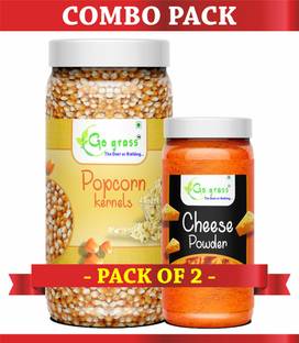 GO GRASS Popcorn Kernels Big Size with Cheese Powder | Movie Theater Popcorn | PREMIUM Popcorn