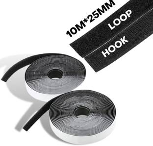 Royalkart Hook And Loop Tape Roll Strips With Adhesive Back Mounting Tape For Picture And Tools Hanging Pedal Board Fastening (10 M Hook + 10 M Loop) Stick-on Velcro