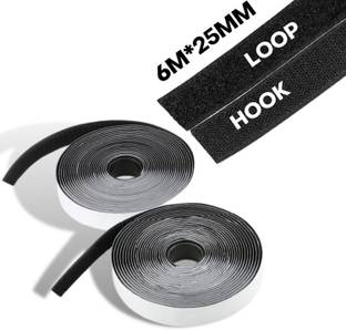 Royalkart Hook and loop tape roll strips with adhesive back Mounting Tape for Picture and Tools Hanging Pedal Board Fastening (6 m Hook + 6 m Loop) Stick-on Velcro