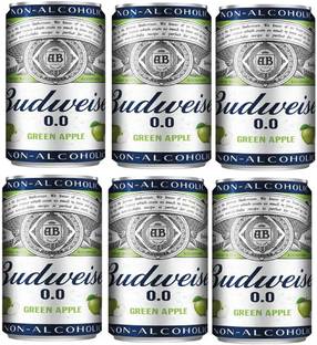 Budweiser 0.0 NON-ALCOHOLIC GREEN APPE TIN PACK OF 6 Tin