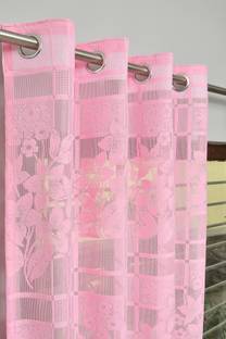 Panipat Textile Hub 150 cm (5 ft) Net Semi Transparent Window Curtain (Pack Of 2)