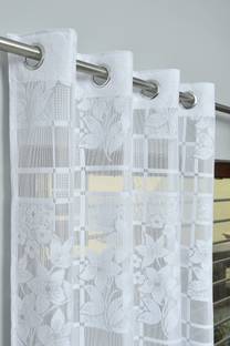 Panipat Textile Hub 150 cm (5 ft) Net Semi Transparent Window Curtain (Pack Of 2)