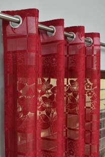 Panipat Textile Hub 270 cm (9 ft) Net Semi Transparent Long Door Curtain (Pack Of 2)