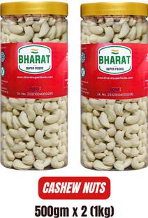 Bharat Super Foods Whole Premium Goa Cashew Nuts Big Size (100% Natural Kaju) 1KG (2 Jar Pack of 500gm each) Cashews