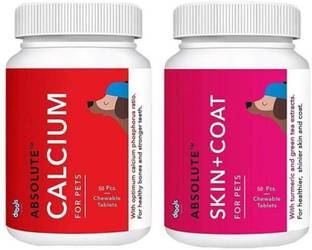 Drools Drools calcium 50 + skin coat 50 tablet combo each supplement Milk 0.4 kg (2x0.2 kg) Dry Adult, New Born, Senior, Young Dog Food