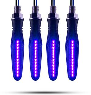 Autofledge Set of 4 Bike Front, Side, Rear SMD Blue LED Light Set of 4 Indicator Turn Signal Light for Bike Brake Light Motorbike LED (12 V, 10 W)