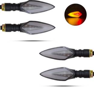 Autofledge Set of 4 Bike Front, Side, Rear SMD Leaf LED Light Indicator Turn Signal Light Headlight Car, Motorbike, Truck, Van LED (12 V, 10 W)