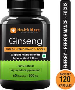 Health Mart Ginseng Capsule for energy, performance and focus | 500mg | 120 Capsules