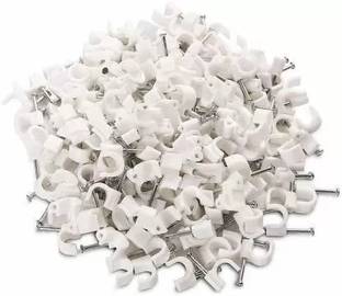 Jinx 10 mm (100pcs) Wire Cable Clips with Metal Nails,White (10mm) Nylon, Iron Hook & Loop Cable Tie