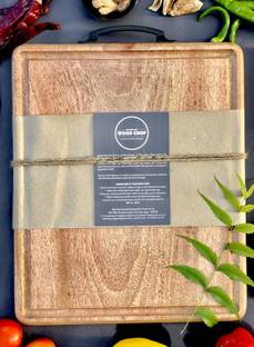 Wood Chop Single Piece Solid Mango Wood Chopping Board (Juice Groove, 38 x 30 x 2.5 cm) Wooden Cutting Board