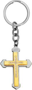 M Men Style Large Gold Crystal Crusifix Cross Keychain Skey202164 Key Chain