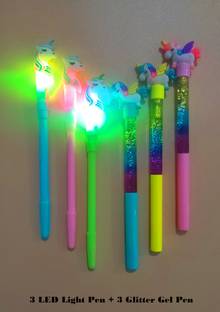 poksi unicorn theme magic wand glitter filled + led light Gel Pen