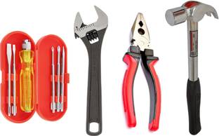 gizmo Hand Tools Set , 8" Adjustable Wrench, Comb Plier , Hammer & 5Pcs Screwdrivers Hand Tool Kit