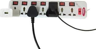 Skeisy ABS-707 7 socket plus 7 switch extension board with 3mtr wire & 6AMP 7  Socket Extension Boards